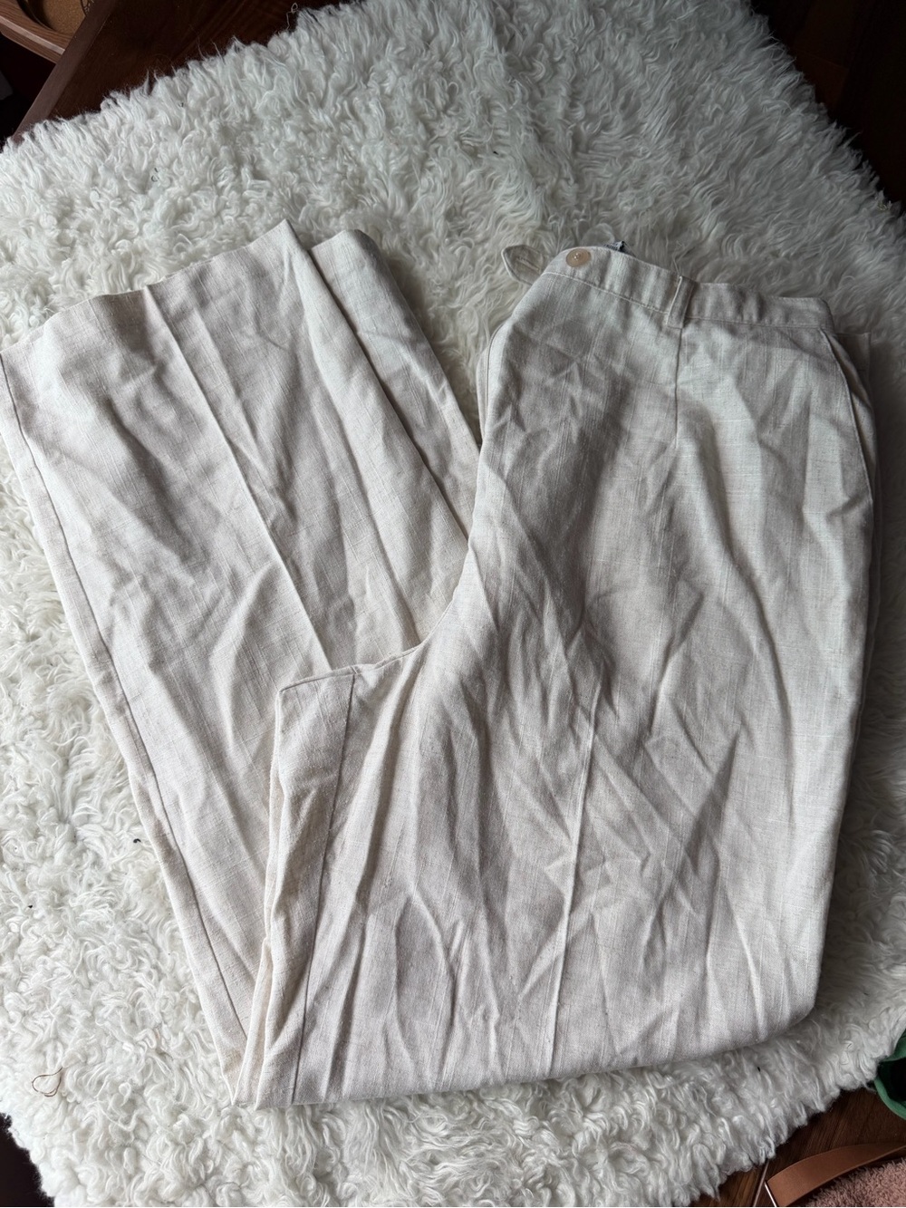 Sag Harbor Cream High Rise Linen-Blend Trousers 18